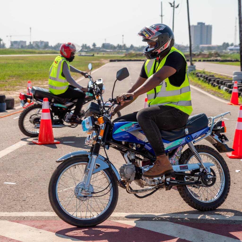 Rider completing motorcycle safety course