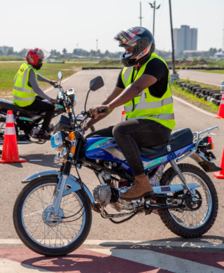 Rider completing motorcycle safety course