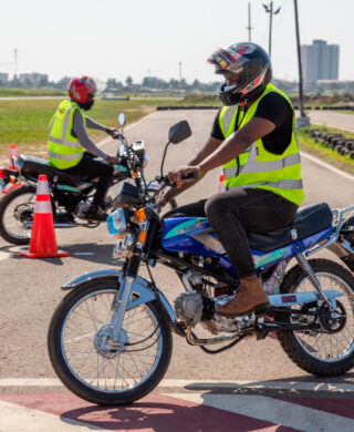 Rider completing motorcycle safety course